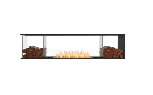 Ecosmart Fire Flex 86PN.BX2 Peninsula Fireplace Insert - Black Finish / Stainless Steel Burner - ESF.FX.86PN.BX2